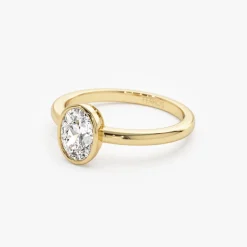 0.75 - 1.50 ctw 14k Bezel Setting Oval Shaped Lab Grown Diamond Engagement Ring - Cora