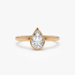 0.75 - 1.50 ctw 14k Bezel Setting Pear Shaped Lab Grown Diamond Engagement Ring - Arianna