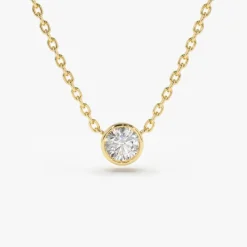 0.50 - 1.00 ctw 14k Bezel Setting Round Diamond Lab Grown Solitaire Necklace - Reina