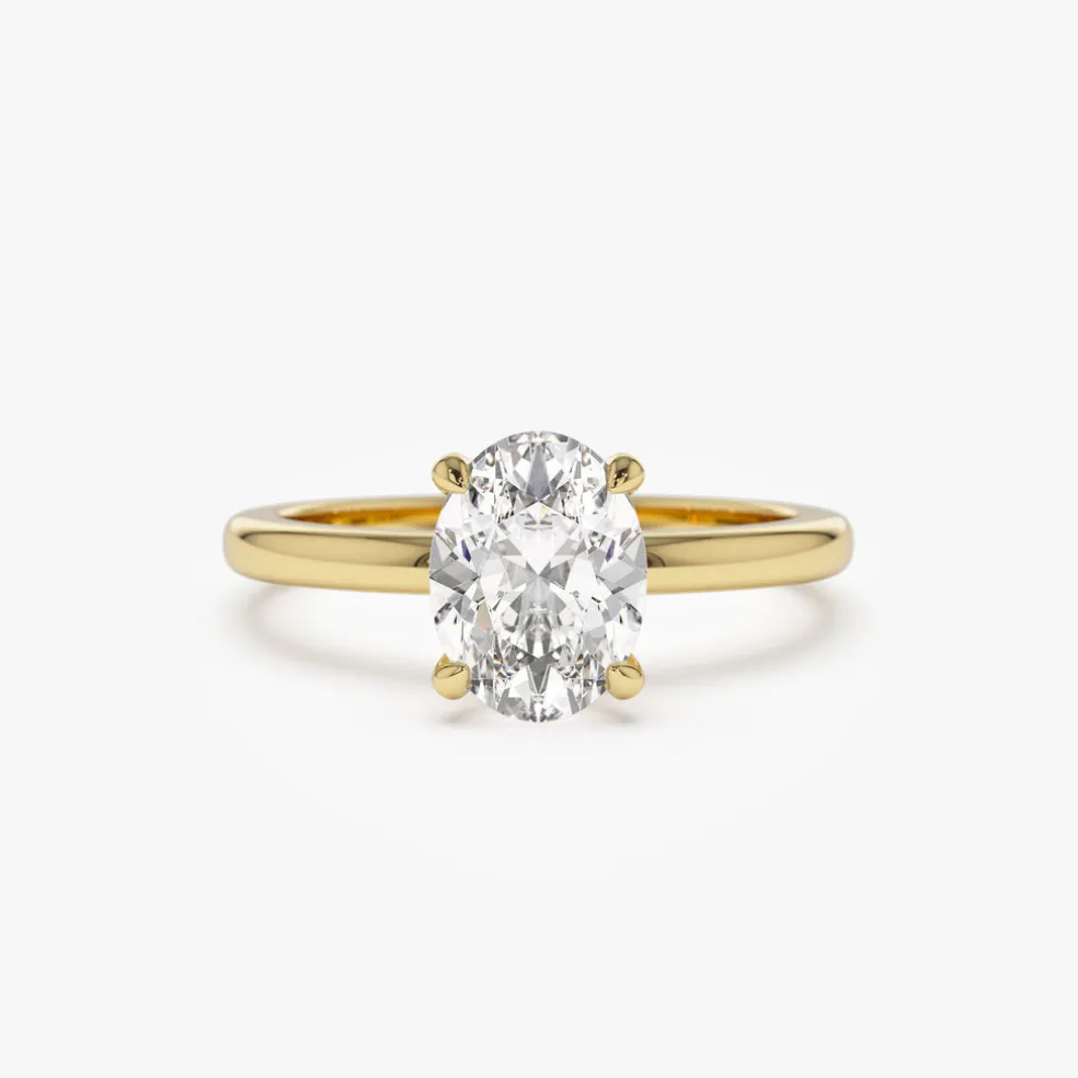 0.75 - 1.50 ctw 14k Four Prong Setting Oval Shaped Lab Grown Diamond Engagement Ring - Valeria