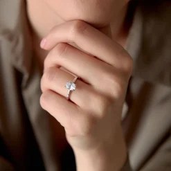 0.75 - 1.50 ctw 14k Four Prong Setting Oval Shaped Lab Grown Diamond Engagement Ring - Valeria