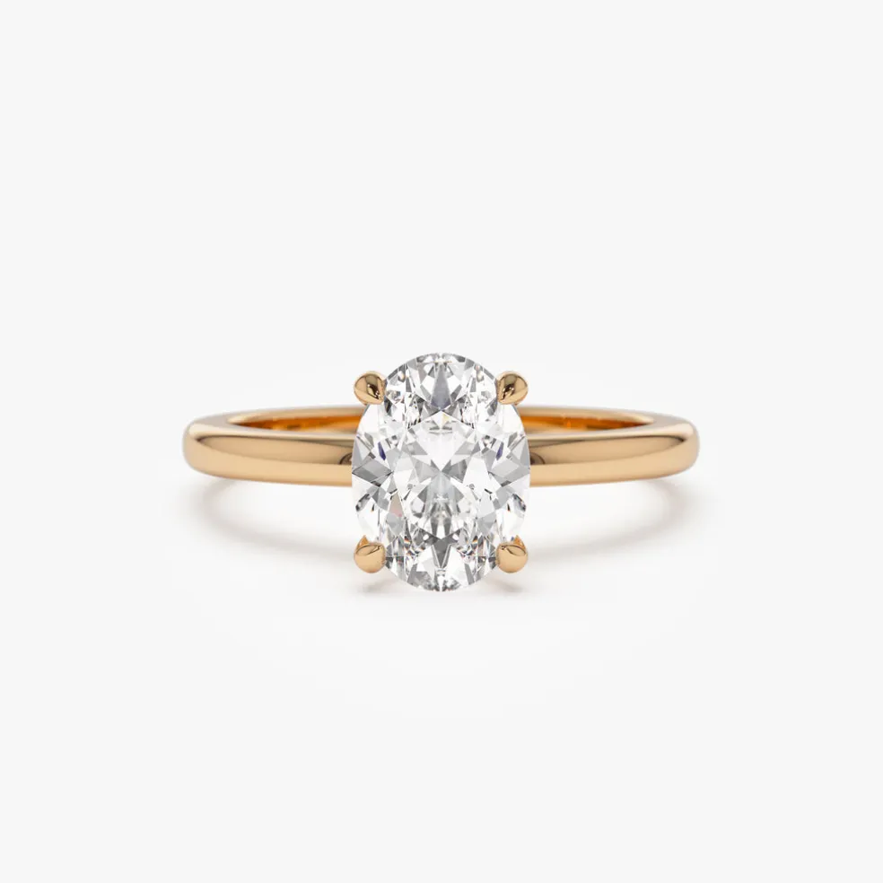 0.75 - 1.50 ctw 14k Four Prong Setting Oval Shaped Lab Grown Diamond Engagement Ring - Valeria