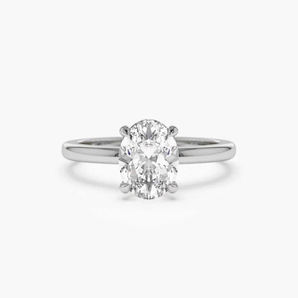 0.75 - 1.50 ctw 14k Four Prong Setting Oval Shaped Lab Grown Diamond Engagement Ring - Valeria