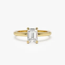 0.75 - 1.50 ctw 14k Four Prong Setting Emerald Cut Lab Grown Diamond Engagement Ring - Esther