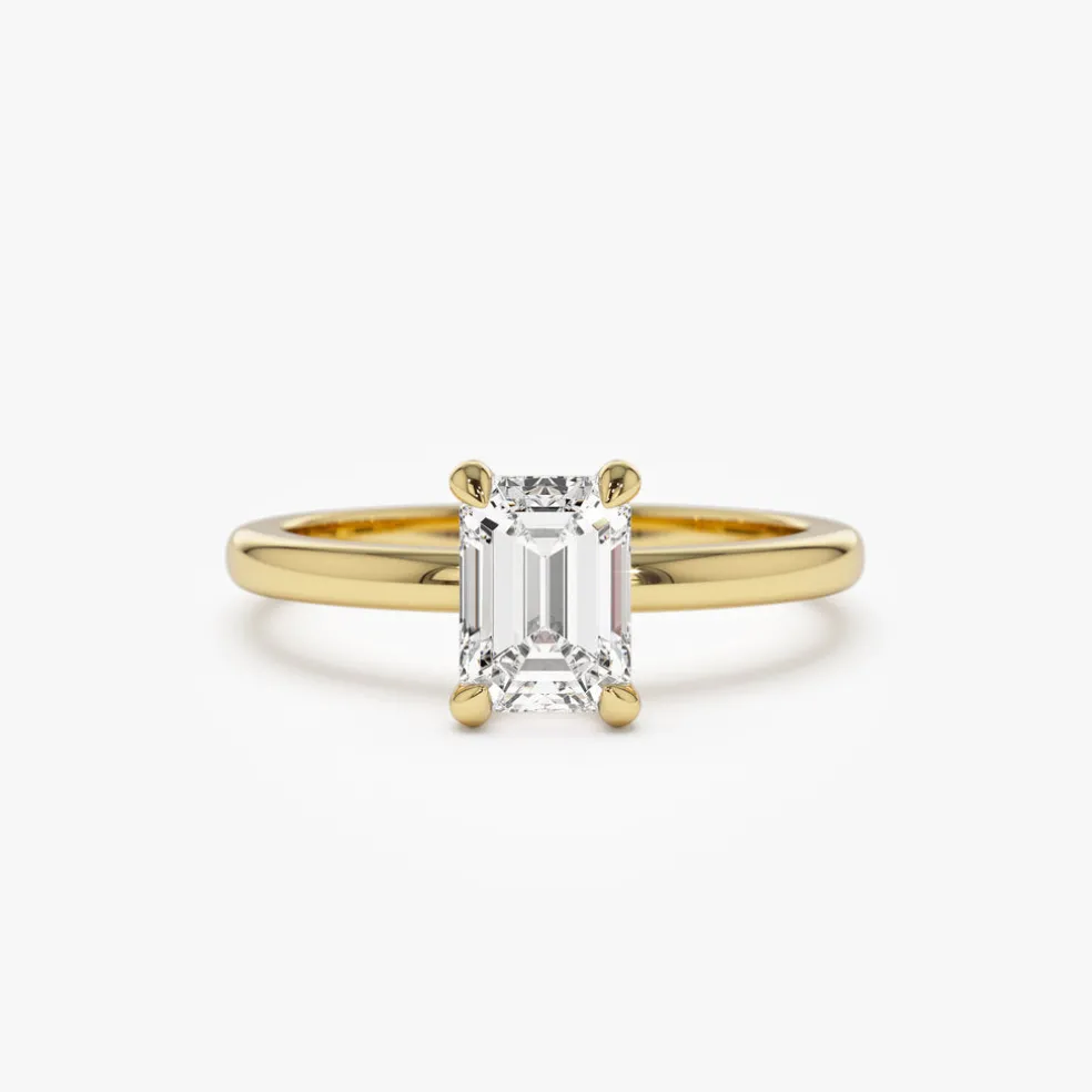 0.75 - 1.50 ctw 14k Four Prong Setting Emerald Cut Lab Grown Diamond Engagement Ring - Esther