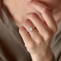 0.75 - 1.50 ctw 14k Four Prong Setting Emerald Cut Lab Grown Diamond Engagement Ring - Esther
