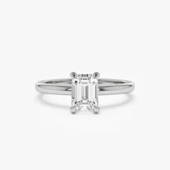 0.75 - 1.50 ctw 14k Four Prong Setting Emerald Cut Lab Grown Diamond Engagement Ring - Esther