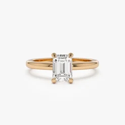 0.75 - 1.50 ctw 14k Four Prong Setting Emerald Cut Lab Grown Diamond Engagement Ring - Esther