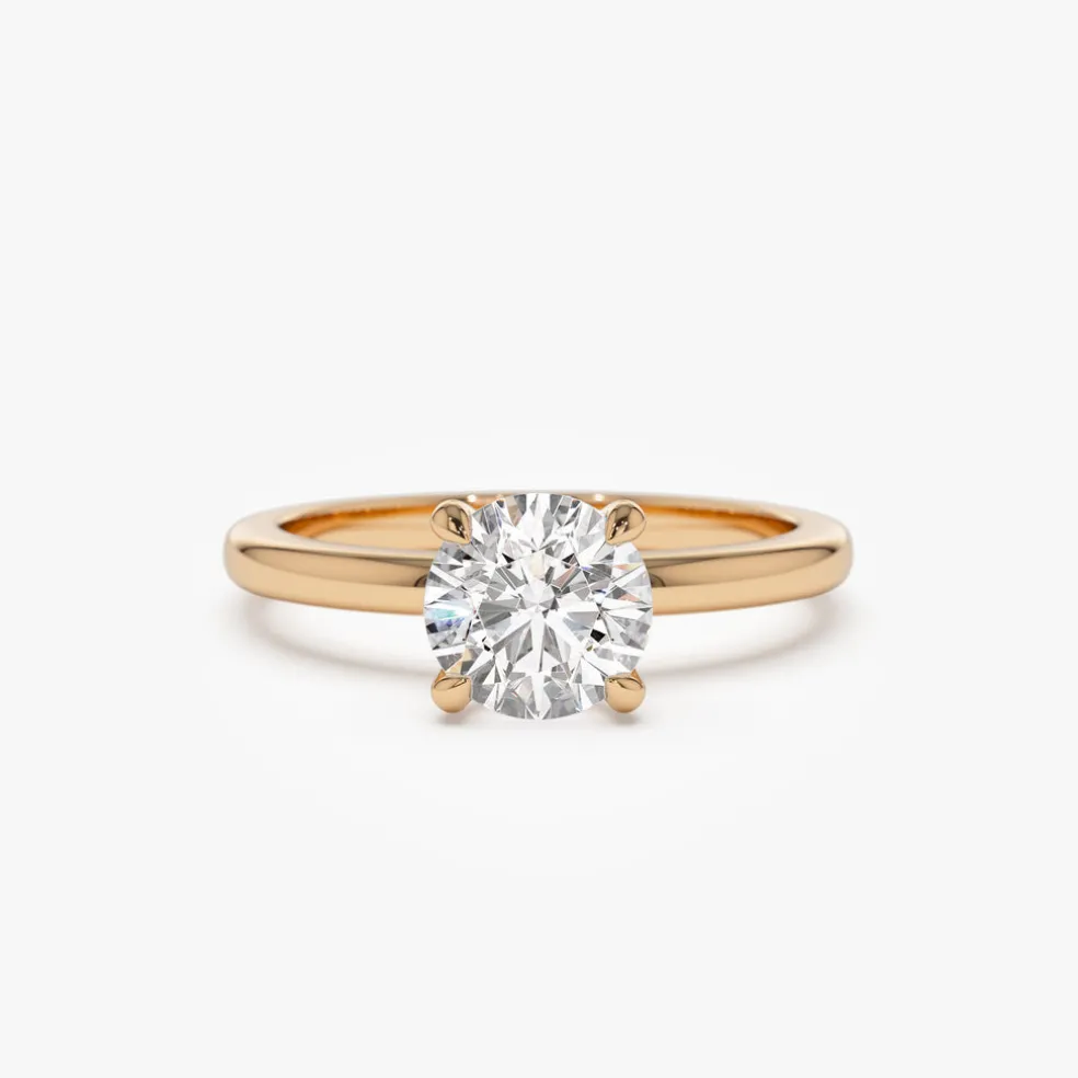 0.75 - 1.50 ctw 14k Four Prong Setting Round Shape Lab Grown Diamond Engagement Ring - Valerie