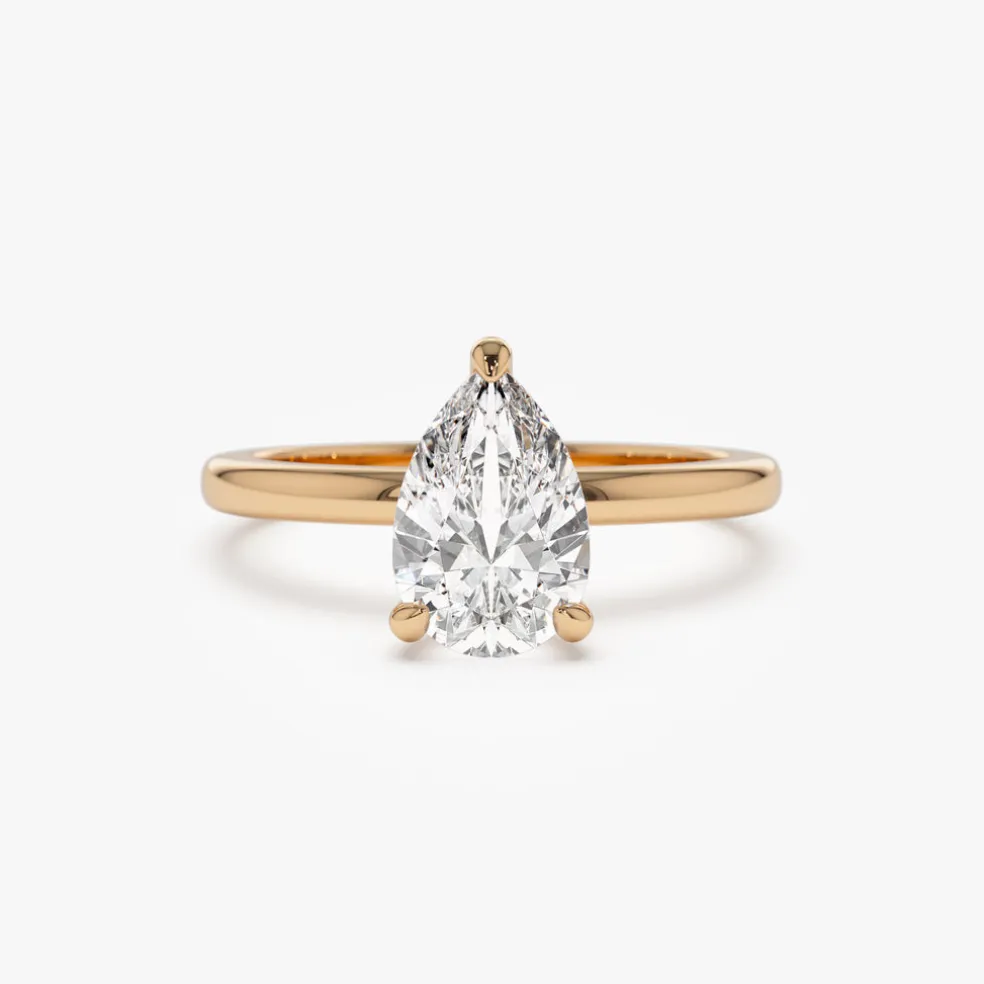 0.75 - 1.50 ctw 14k Prong Setting Pear Shaped Lab Grown Diamond Engagement Ring - Kylie
