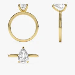 0.75 - 1.50 ctw 14k Prong Setting Pear Shaped Lab Grown Diamond Engagement Ring - Kylie