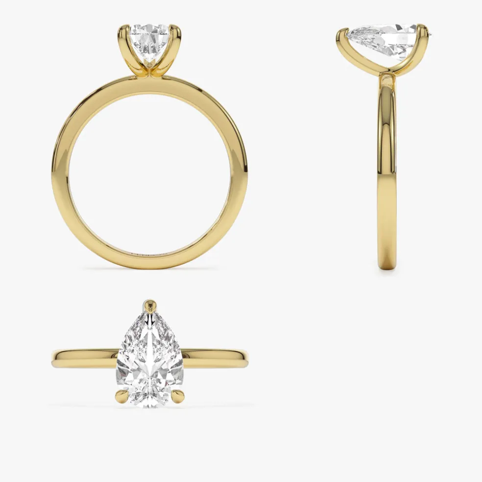 0.75 - 1.50 ctw 14k Prong Setting Pear Shaped Lab Grown Diamond Engagement Ring - Kylie