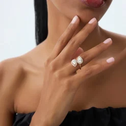 1.90 ctw Double Pear Shaped Lab Grown Halo Bypass Ring - Isabel