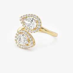 1.90 ctw Double Pear Shaped Lab Grown Halo Bypass Ring - Isabel