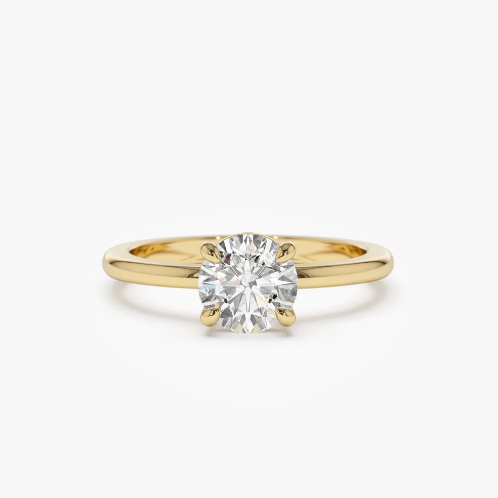 1.00 ctw 14k 4 Prong Basket Setting Round Lab Grown Diamond Engagement Ring - Kate