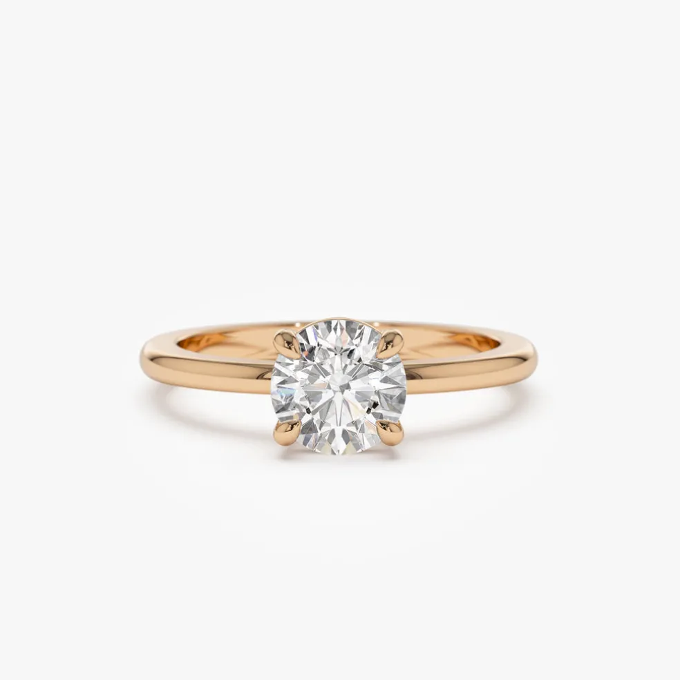 1.00 ctw 14k 4 Prong Basket Setting Round Lab Grown Diamond Engagement Ring - Kate