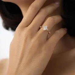 1.10 ctw 14k Art Deco Marquise Shaped Lab Grown Diamond Enagement Ring - Rose