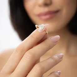 1.10 ctw 14k Art Deco Marquise Shaped Lab Grown Diamond Enagement Ring - Rose