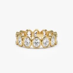 2.75 ctw 14k Bezel Setting Full Eternity Oval Shape Lab Grown Diamond Ring - Ella