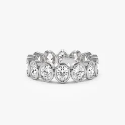 2.75 ctw 14k Bezel Setting Full Eternity Oval Shape Lab Grown Diamond Ring - Ella