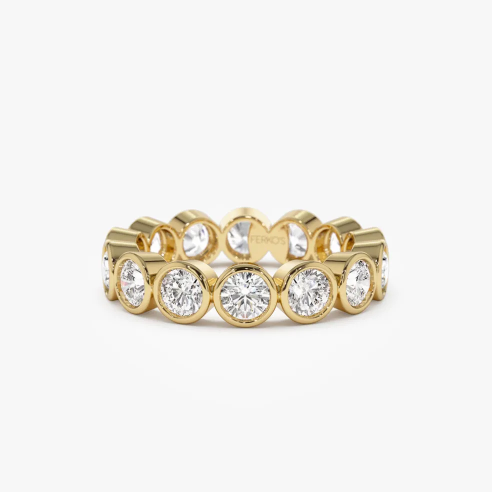2.95 ctw 14k Bezel Setting Full Eternity Round Lab Grown Diamond Ring - Camila