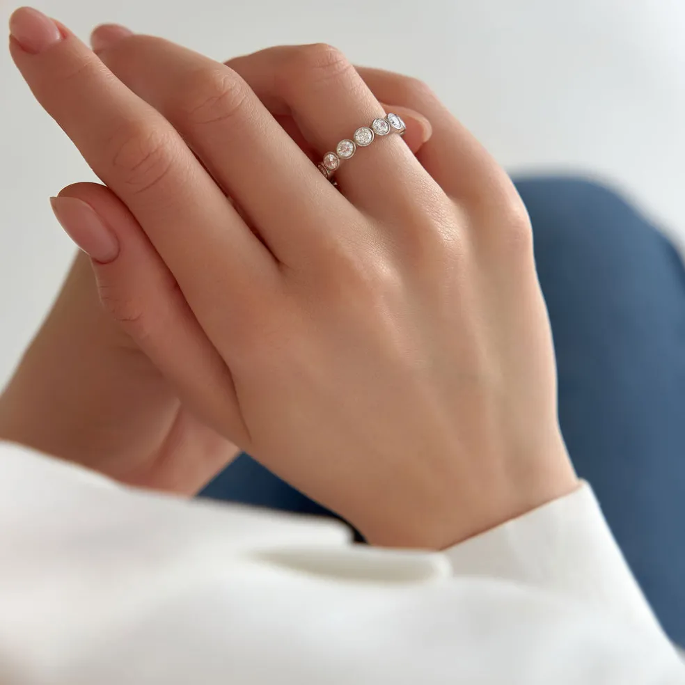 2.95 ctw 14k Bezel Setting Full Eternity Round Lab Grown Diamond Ring - Camila