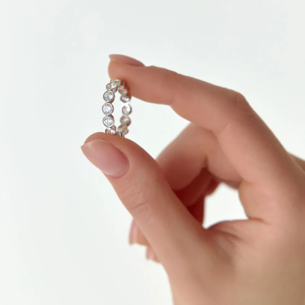 2.95 ctw 14k Bezel Setting Full Eternity Round Lab Grown Diamond Ring - Camila
