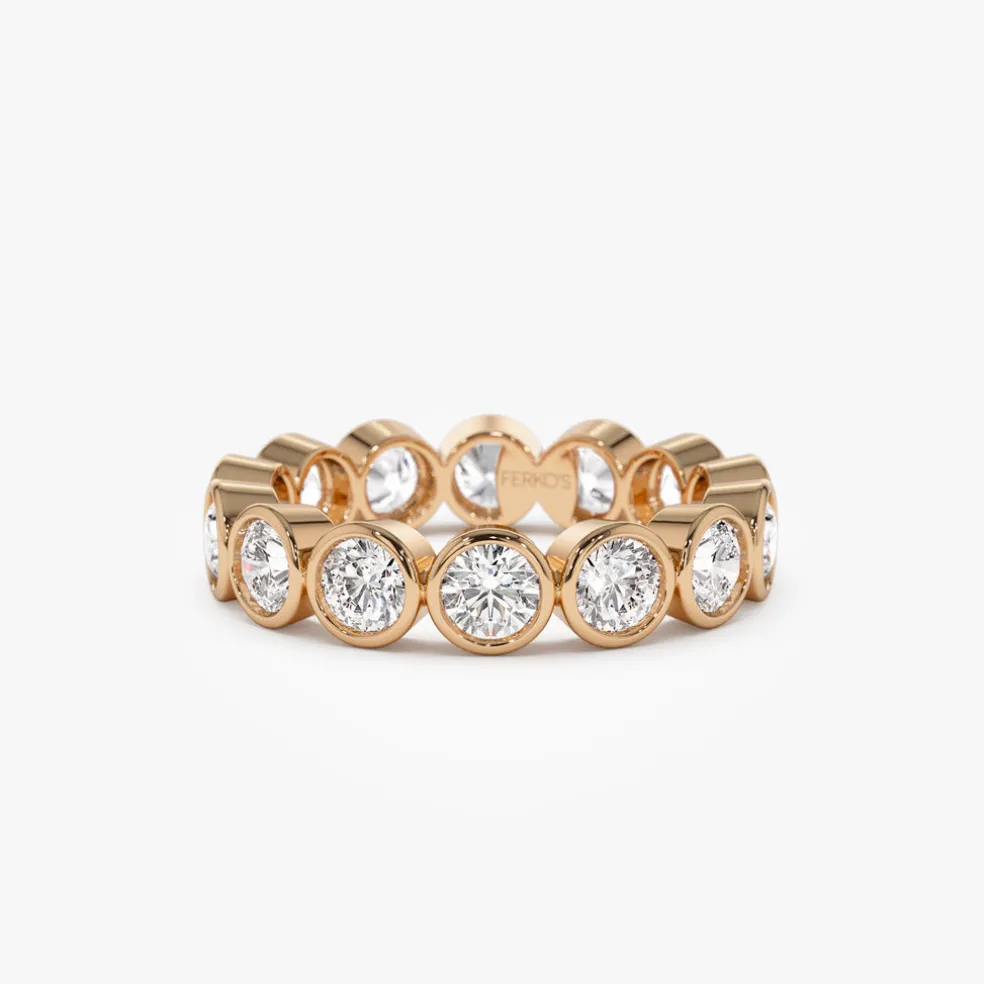 2.95 ctw 14k Bezel Setting Full Eternity Round Lab Grown Diamond Ring - Camila