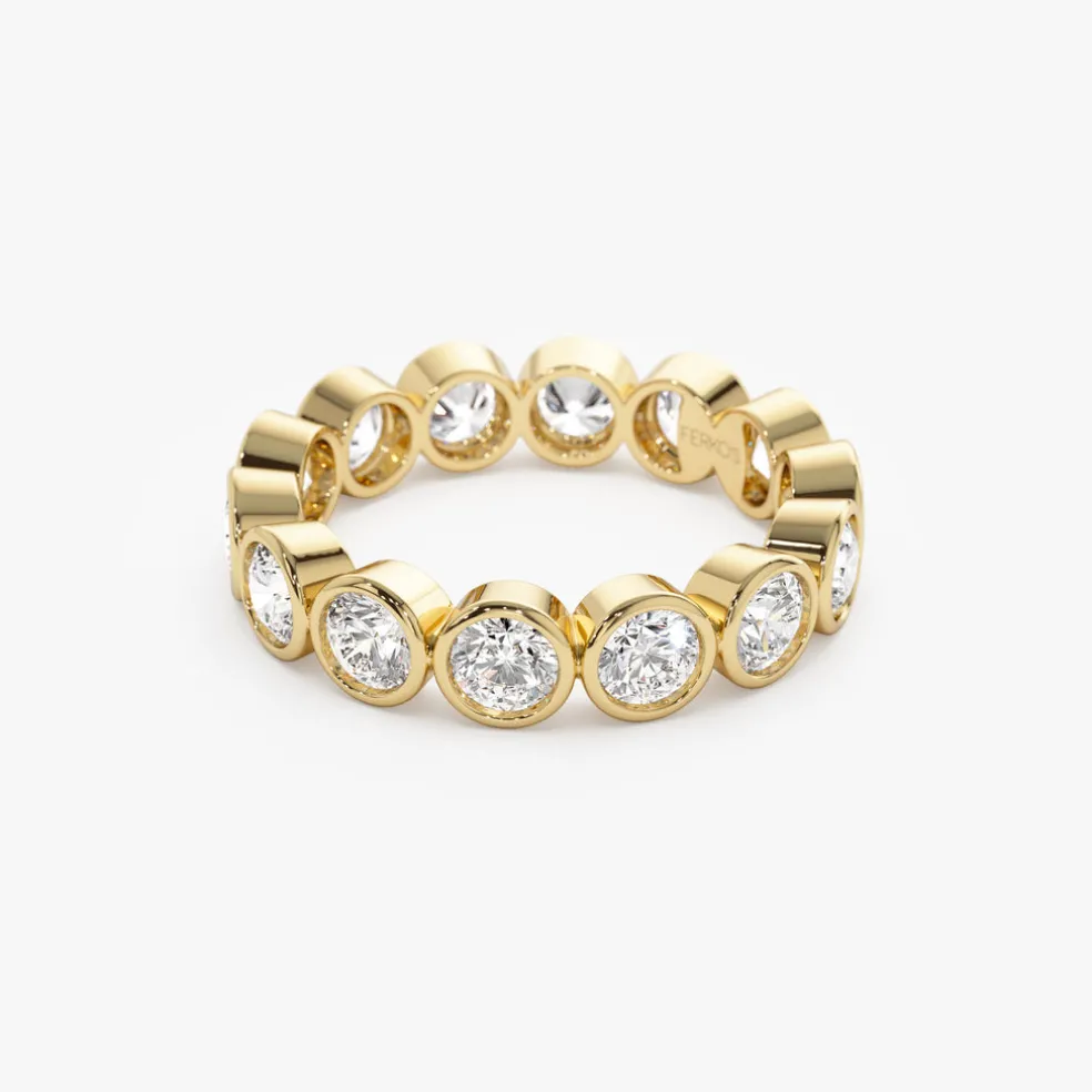 2.95 ctw 14k Bezel Setting Full Eternity Round Lab Grown Diamond Ring - Camila