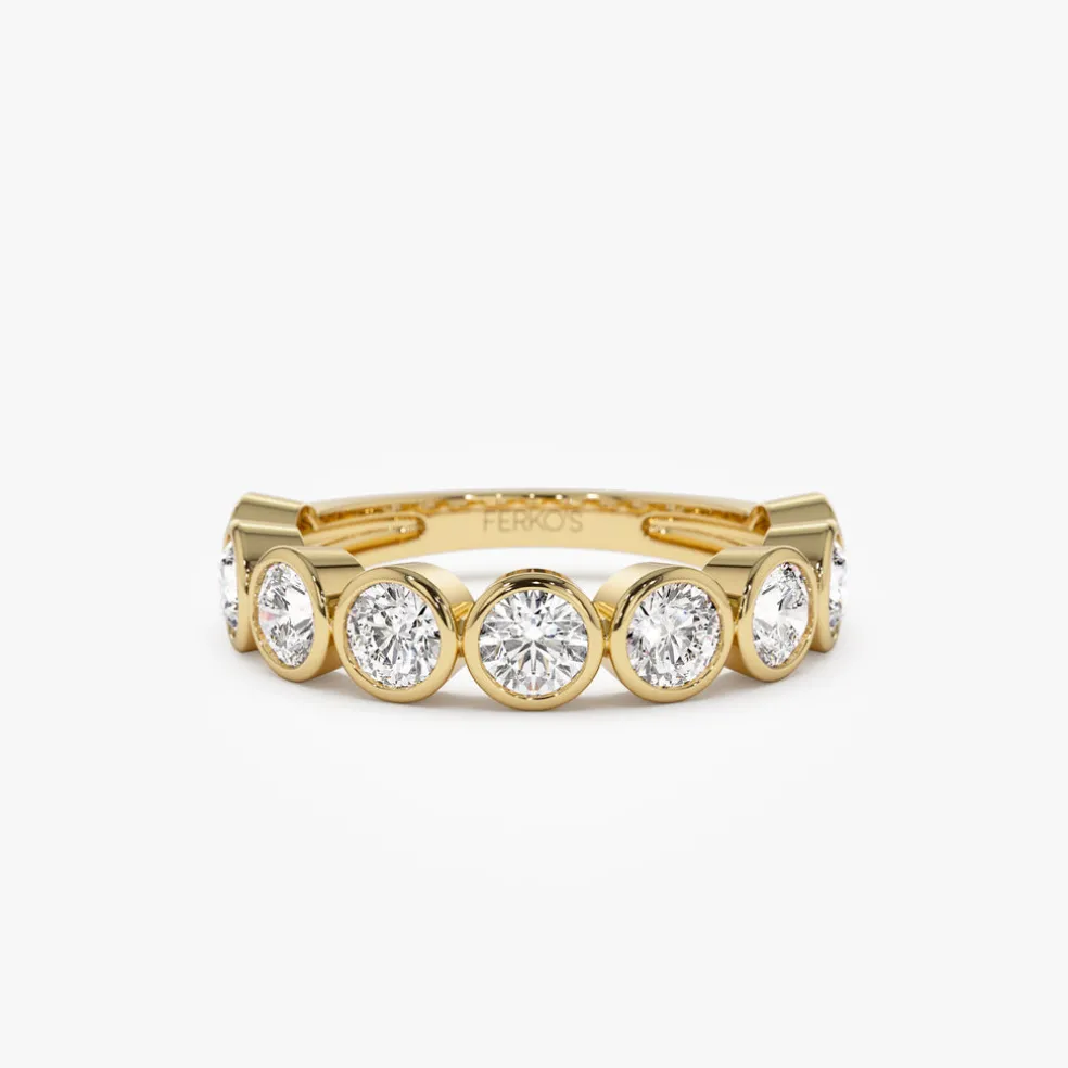 1.75 ctw 14k Bezel Setting Nine Stone Round Lab Grown Diamond Wedding Ring - Lily