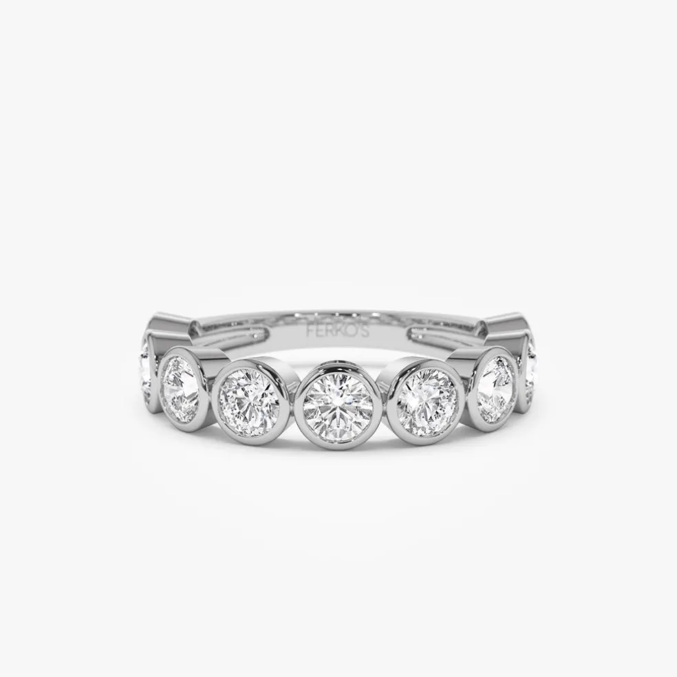 1.75 ctw 14k Bezel Setting Nine Stone Round Lab Grown Diamond Wedding Ring - Lily