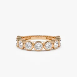 1.75 ctw 14k Bezel Setting Nine Stone Round Lab Grown Diamond Wedding Ring - Lily