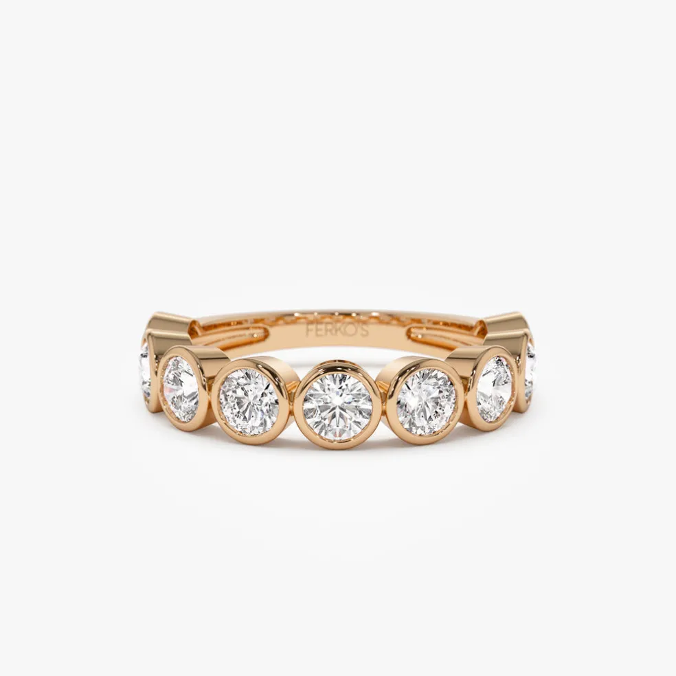 1.75 ctw 14k Bezel Setting Nine Stone Round Lab Grown Diamond Wedding Ring - Lily