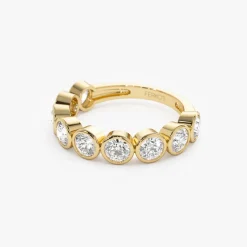 1.75 ctw 14k Bezel Setting Nine Stone Round Lab Grown Diamond Wedding Ring - Lily