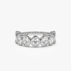 1.75 ctw 14k Bezel Setting Nine Stone Oval Shape Lab Grown Diamond Ring - Sofia