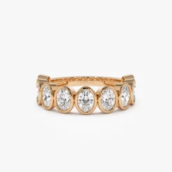 1.75 ctw 14k Bezel Setting Nine Stone Oval Shape Lab Grown Diamond Ring - Sofia