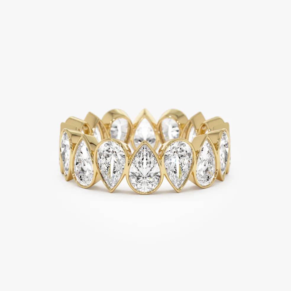 3.15 ctw 14k Bezel Setting Pear Shaped Lab Grown Diamond Eternity Ring - Lainey