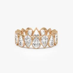 3.15 ctw 14k Bezel Setting Pear Shaped Lab Grown Diamond Eternity Ring - Lainey