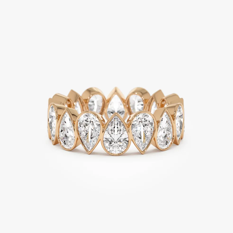 3.15 ctw 14k Bezel Setting Pear Shaped Lab Grown Diamond Eternity Ring - Lainey