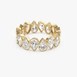 3.15 ctw 14k Bezel Setting Pear Shaped Lab Grown Diamond Eternity Ring - Lainey