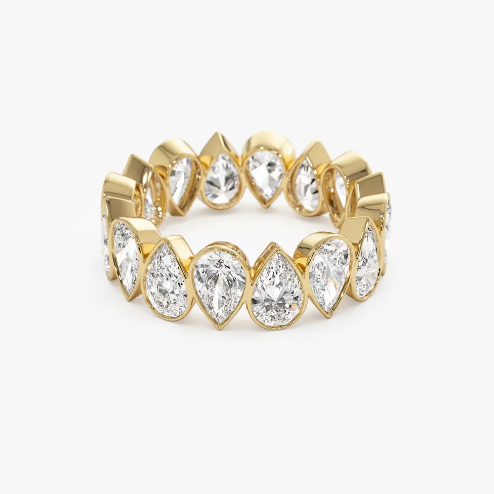3.15 ctw 14k Bezel Setting Pear Shaped Lab Grown Diamond Eternity Ring - Lainey