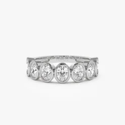 1.45 ctw 14k Bezel Setting Seven Stone Oval Shape Lab Grown Diamond Ring - Avery