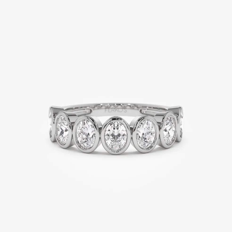 1.45 ctw 14k Bezel Setting Seven Stone Oval Shape Lab Grown Diamond Ring - Avery