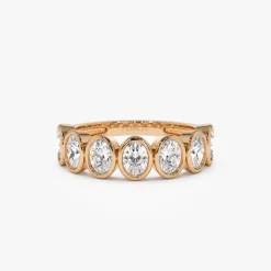 1.45 ctw 14k Bezel Setting Seven Stone Oval Shape Lab Grown Diamond Ring - Avery