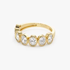 1.45 ctw 14k Bezel Setting Seven Stone Oval Shape Lab Grown Diamond Ring - Avery