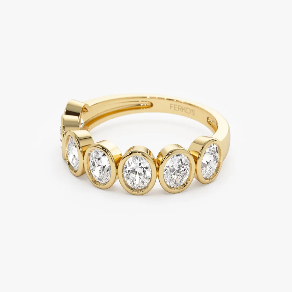 1.45 ctw 14k Bezel Setting Seven Stone Oval Shape Lab Grown Diamond Ring - Avery