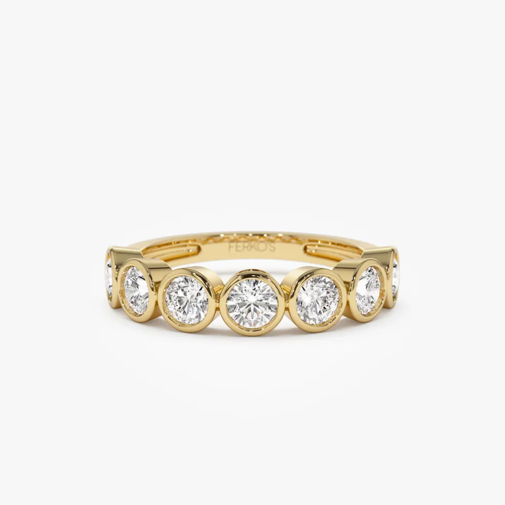 1.45 ctw 14k Bezel Setting Seven Stone Round Lab Grown Diamond Ring - Mila
