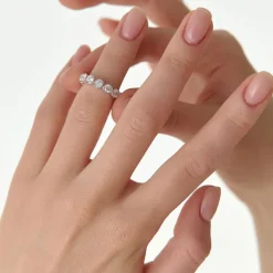 1.45 ctw 14k Bezel Setting Seven Stone Round Lab Grown Diamond Ring - Mila