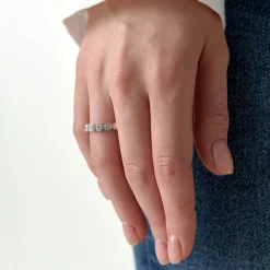 1.45 ctw 14k Bezel Setting Seven Stone Round Lab Grown Diamond Ring - Mila