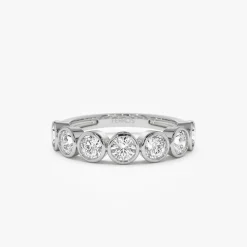 1.45 ctw 14k Bezel Setting Seven Stone Round Lab Grown Diamond Ring - Mila